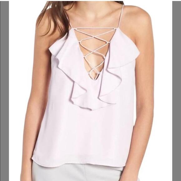 WAYF Lilac Purple Ruffle Lace Up Tank Top Size Small New - Picture 9 of 9